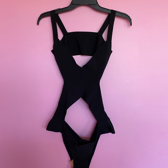 SKIMS Knit Swim Monokini Onyx Bodysuit One Piece Swimsuit Bandage XL & XS - Picture 2 of 5